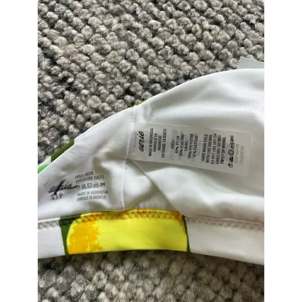 Aerie Lemon High Neck Bikini Swim Top